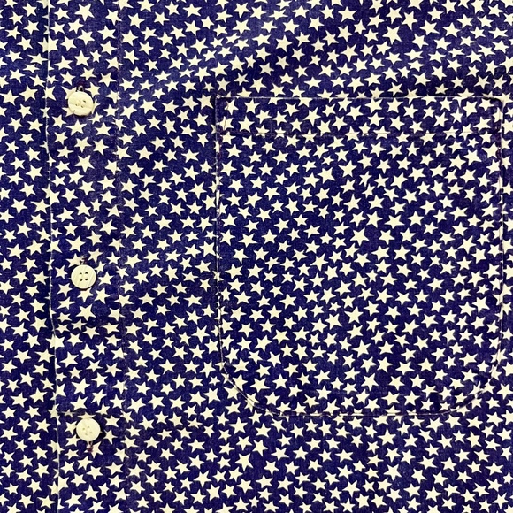 Vintage 90s Bon Homme Purple and White Star Print Short Sleeve Button Down - Picture 4 of 5